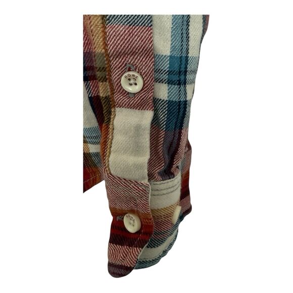 Howe Flannel Shirt Mens Sz Medium Red Blue Plaid Button Up Creative Workforce - Picture 3 of 12